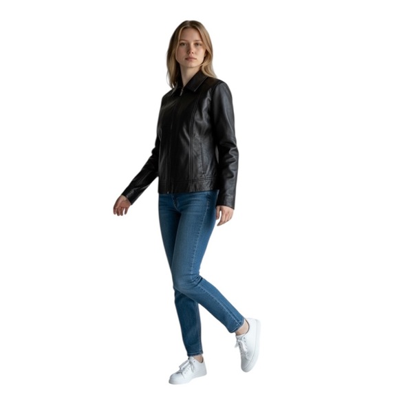 Port Authority Ladies Park Avenue Jacket in Buttery Black Leather Size Large - Picture 2 of 9